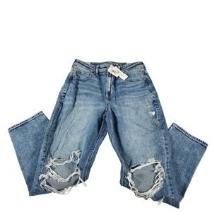 American Eagle Outfitters High-Rise Distressed Light Blue Jeans